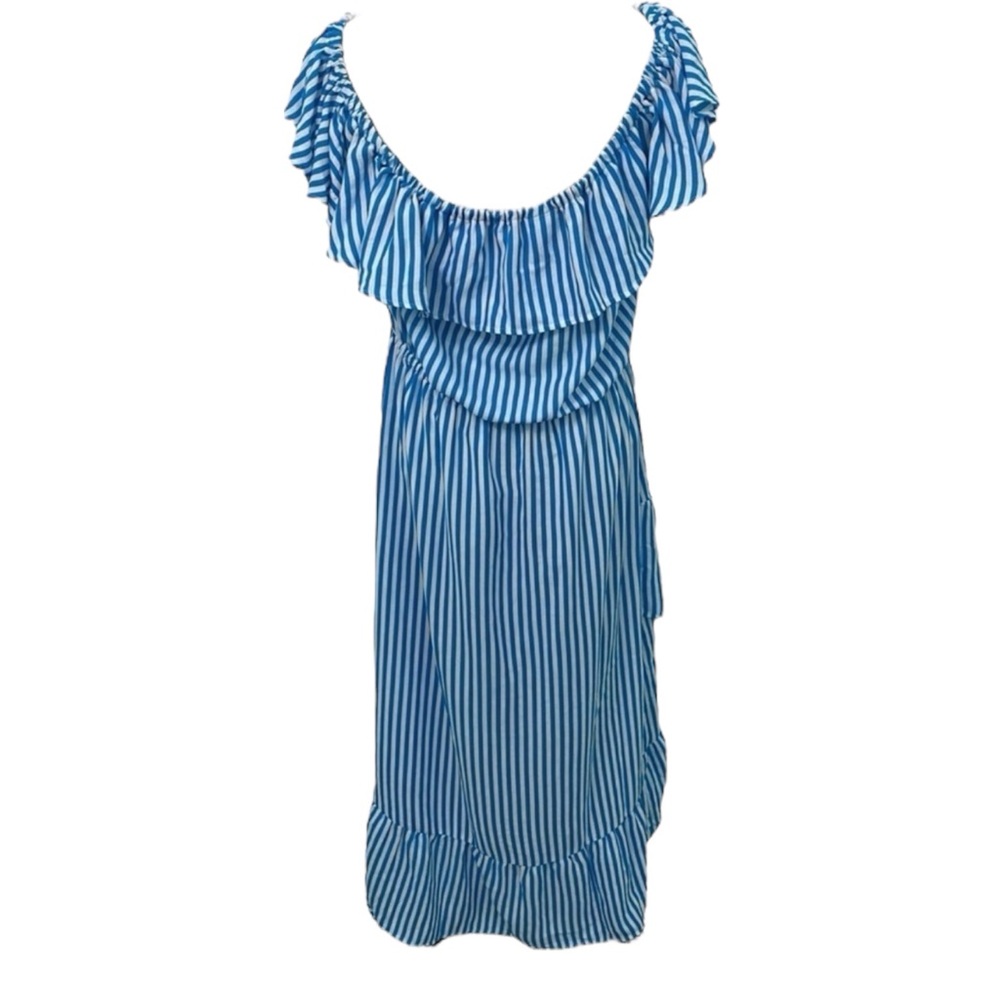 TOMMY BAHAMA NWT Palm Party Stiped Off the Shoulder Ruffle Midi Dress Size Small - Picture 6 of 11